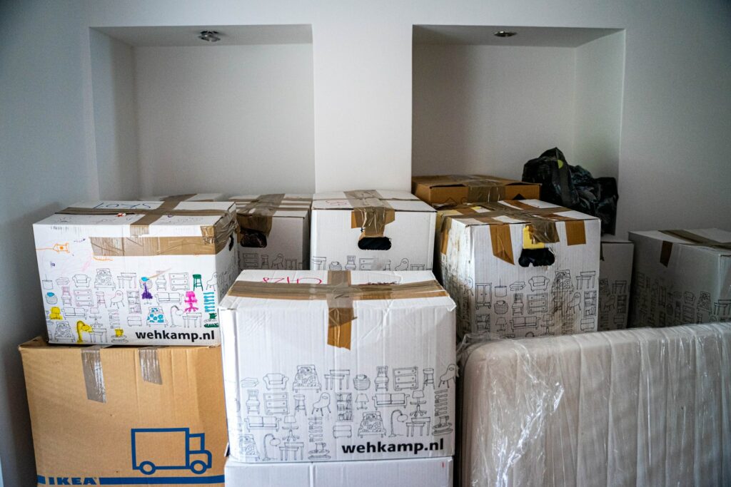 belongings in a box