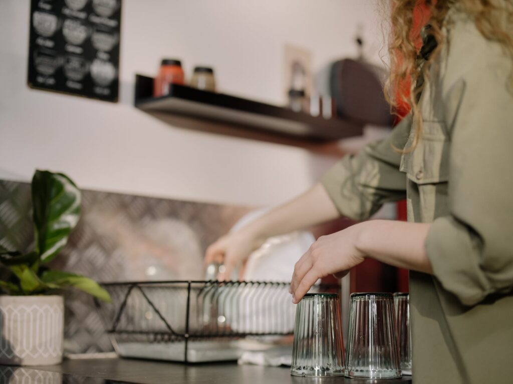 cleaning a kitchen