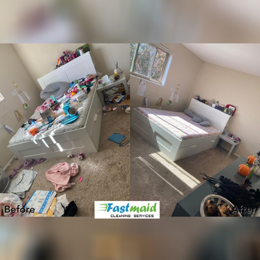 Before and after bed cleaning
