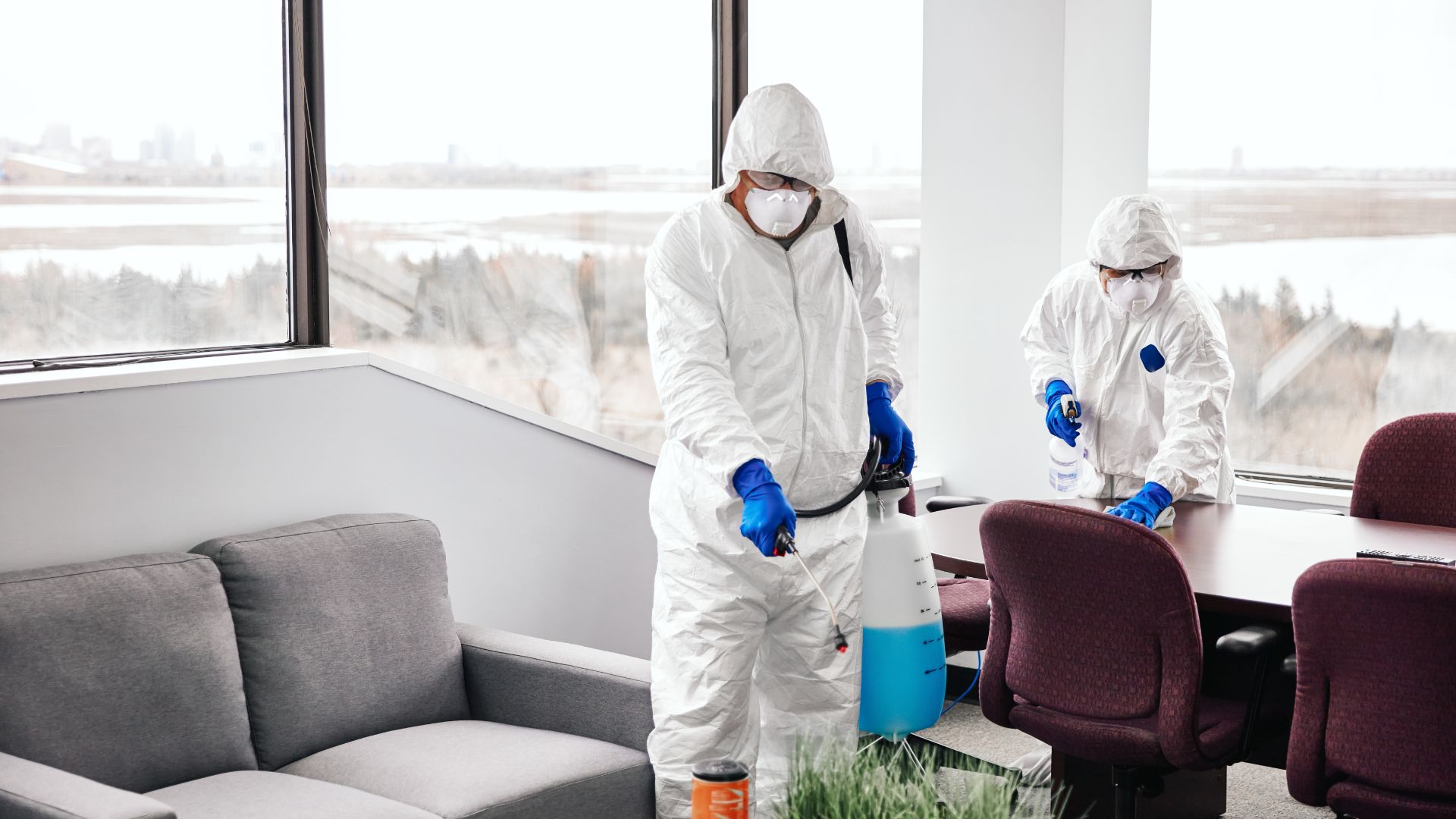 2 maid doing disinfection service