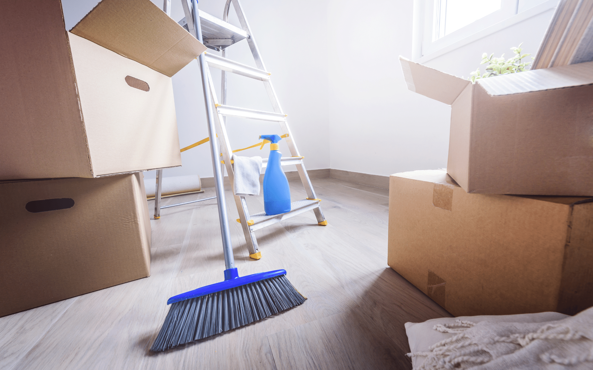 Boxes, and cleaning supplies