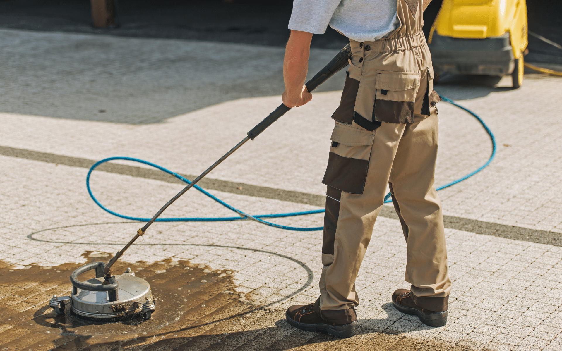 Maid cleaning outdoor