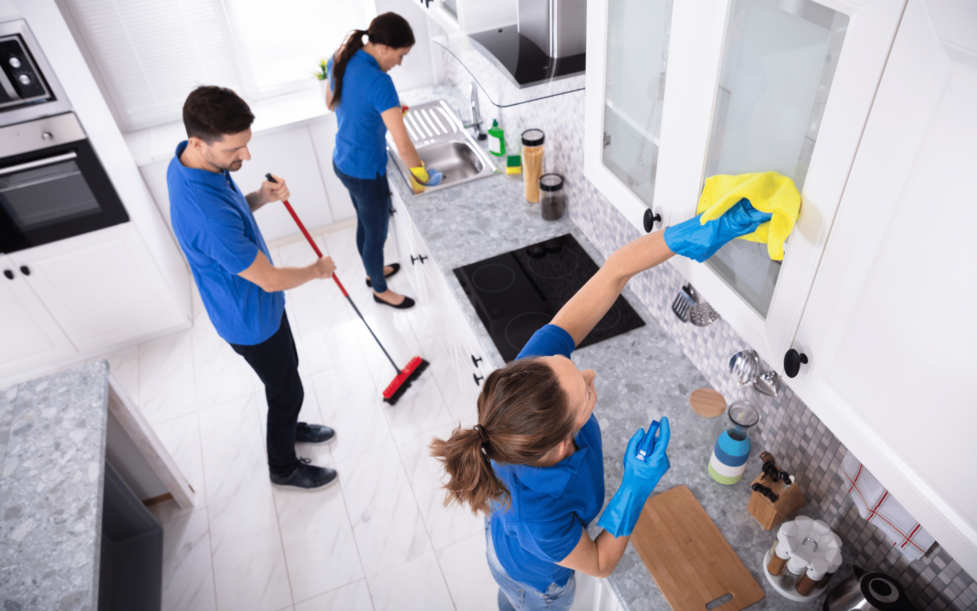 Maids cleaning the kitchen