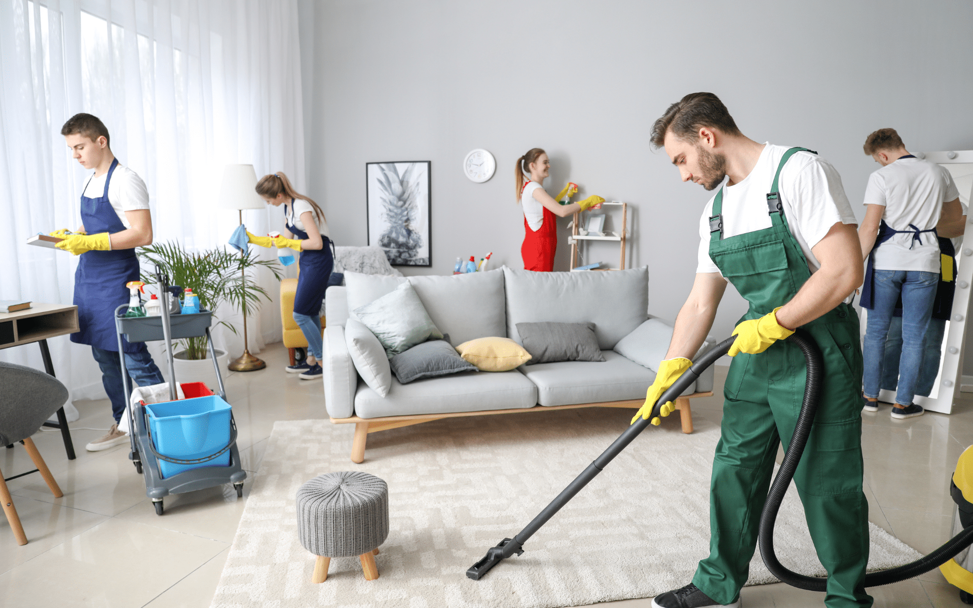 Maid cleaning the room